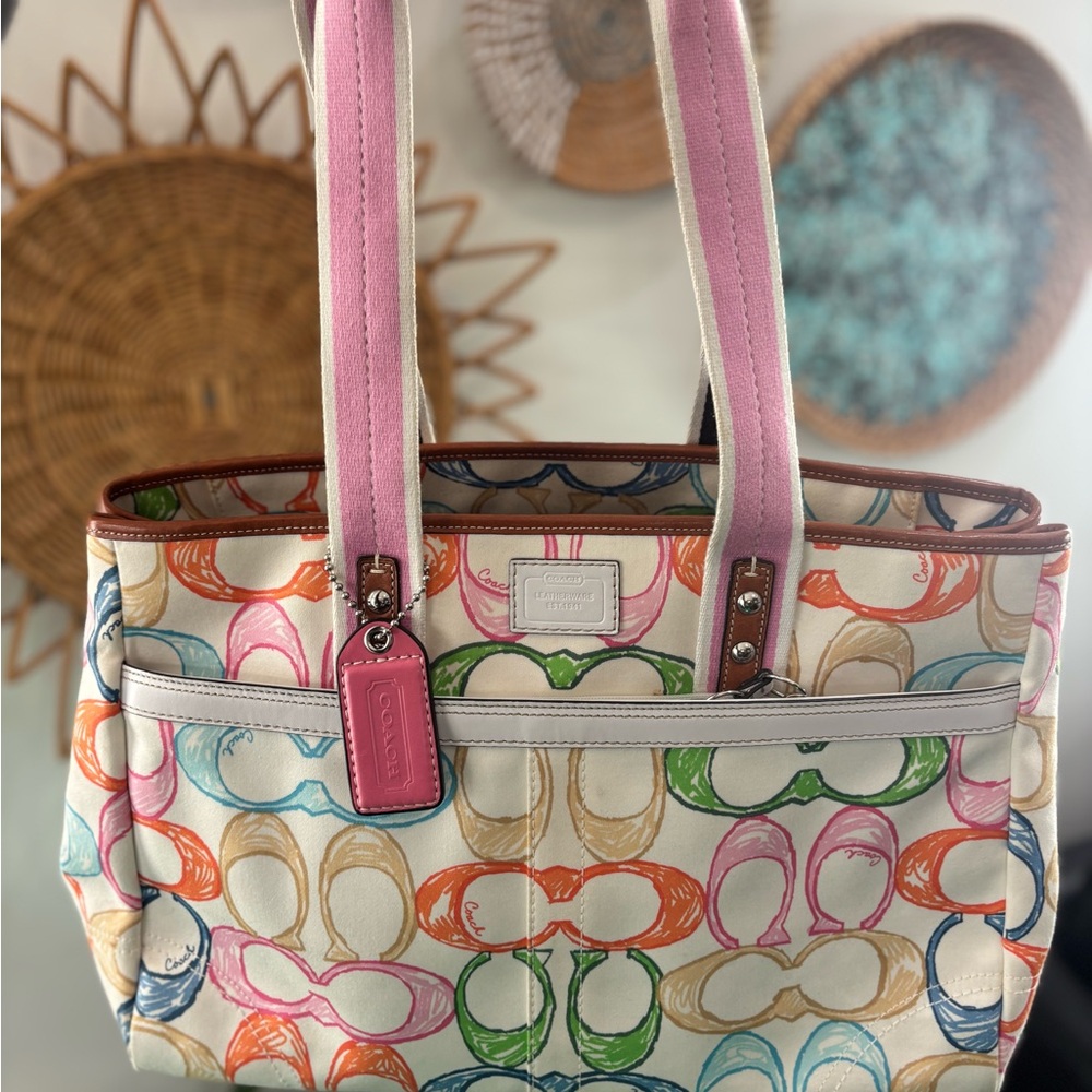 Coach Scribble Pink and Multicolour Tote